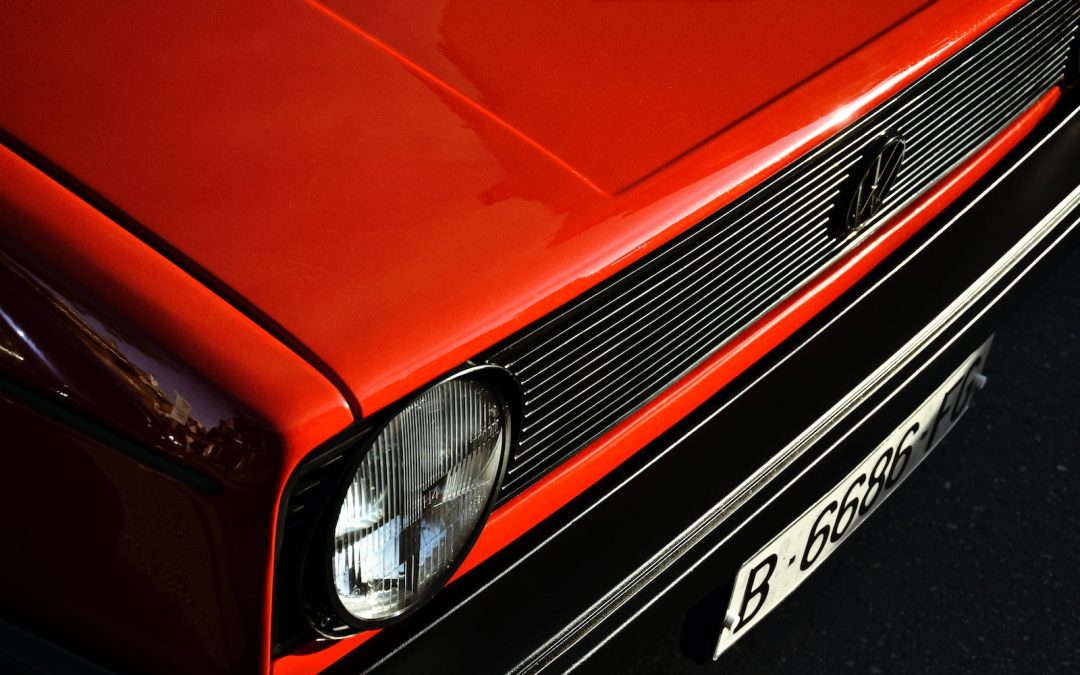 orange and black car grille