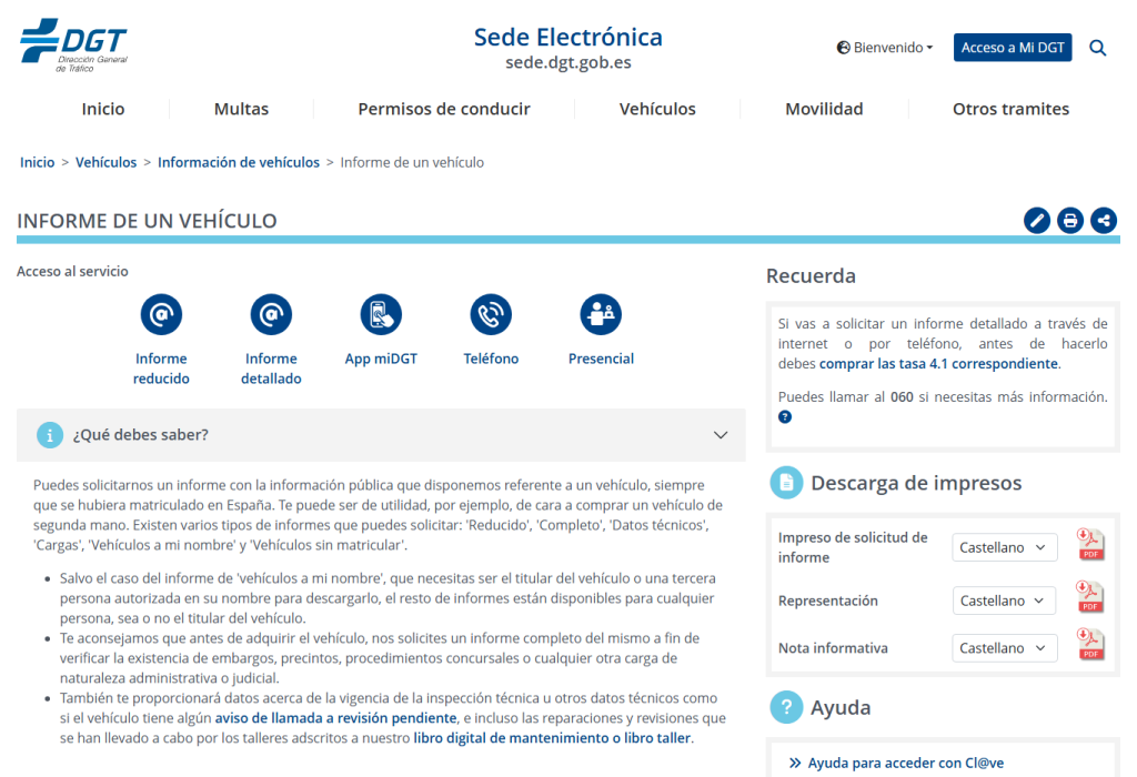 Pasos para verificar cargas de un coche en la DGT